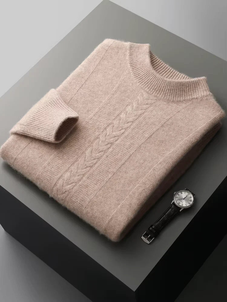 Theodore - Camel Crewneck Cashmere Sweater | The Cashmere Studio