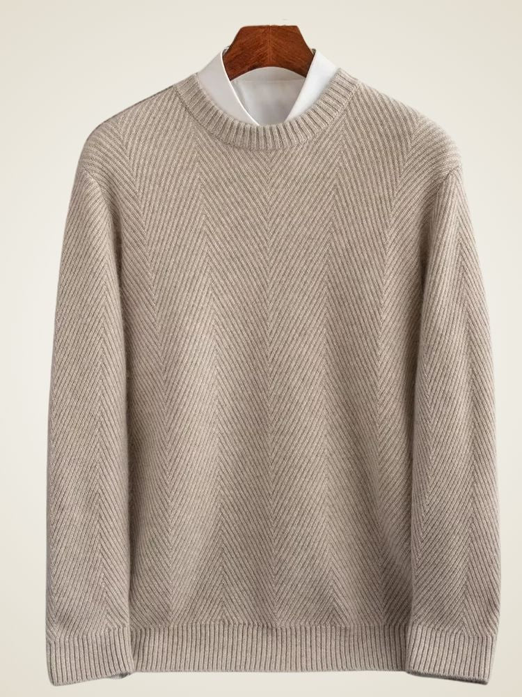 Thomas - Camel Crewneck Cashmere Sweater | The Cashmere Studio