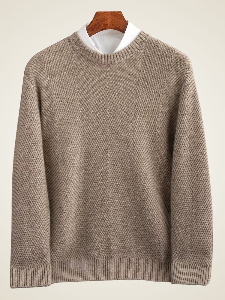 Thomas - Dark Camel Crewneck Cashmere Sweater | The Cashmere Studio