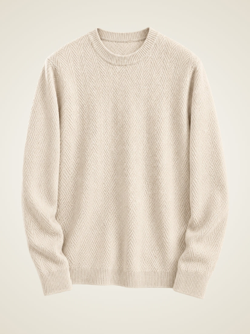Thomas - Beige Crewneck Cashmere Sweater | The Cashmere Studio