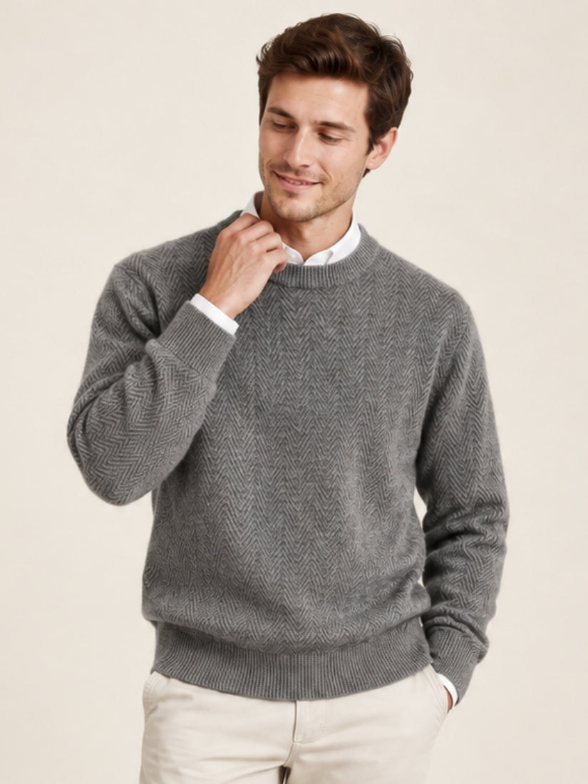 Thomas - Gray Crewneck Cashmere Sweater | The Cashmere Studio