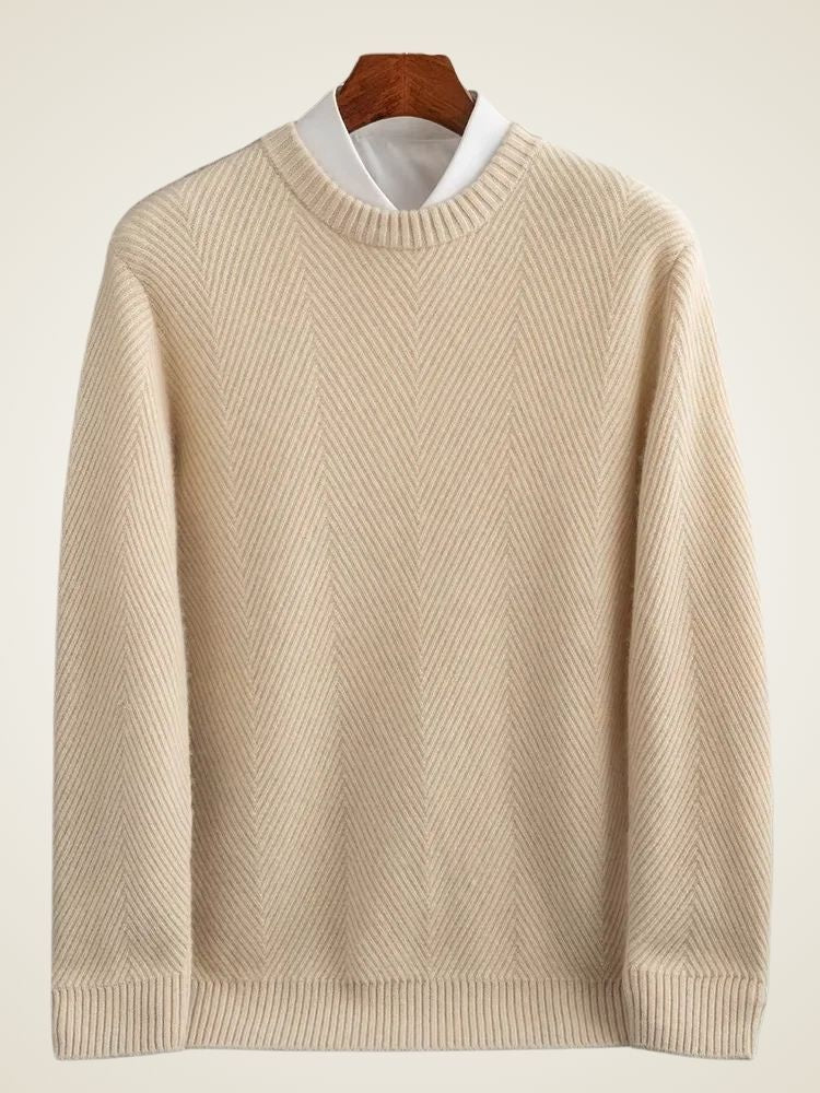 Thomas - Beige Crewneck Cashmere Sweater | The Cashmere Studio