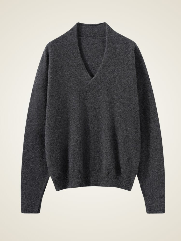 Kashwére  V-NECK KNIT Vネックニット／ darkgray Miravelle - V-neck Cashmere Sweater | The Cashmere Studio
