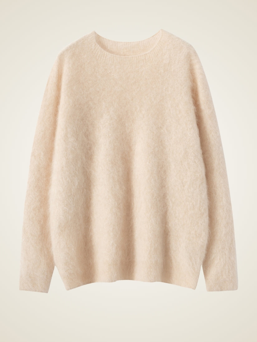 Vanoria - Beige Brushed Cashmere Sweater | The Cashmere Studio