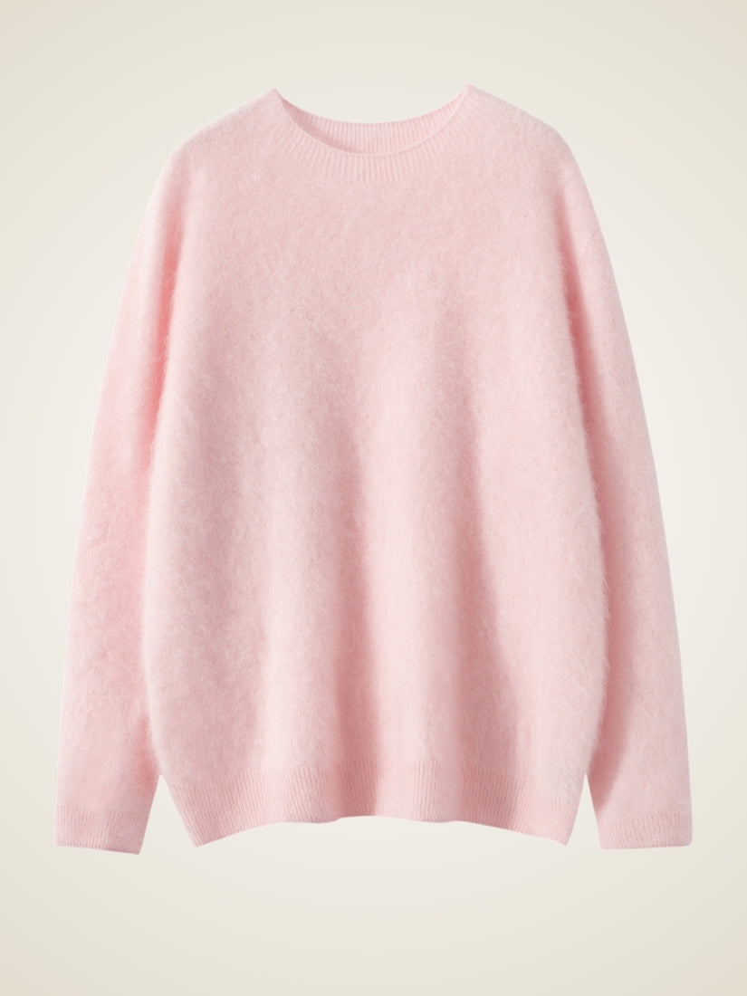 Vanoria - Light Pink Brushed Cashmere Sweater | The Cashmere Studio