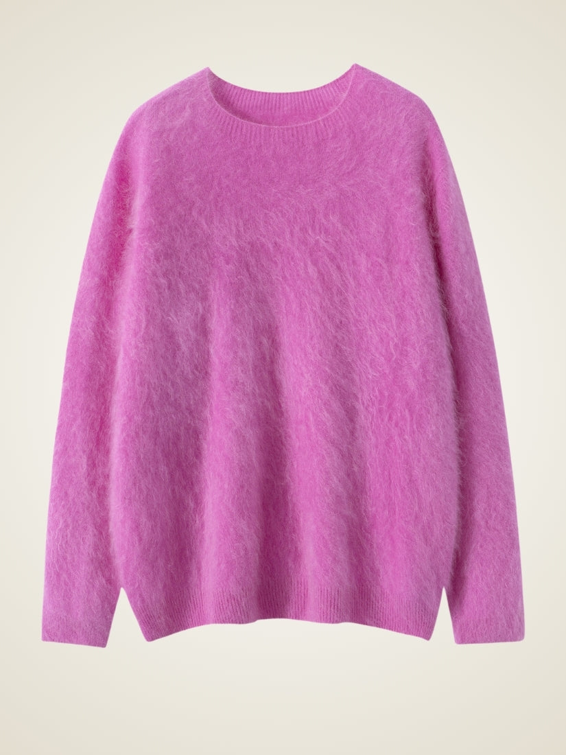 Vanoria - Hot Pink Brushed Cashmere Sweater | The Cashmere Studio