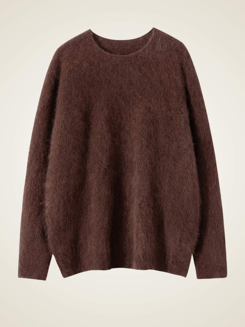 Vanoria - Dark Brown Brushed Cashmere Sweater | The Cashmere Studio