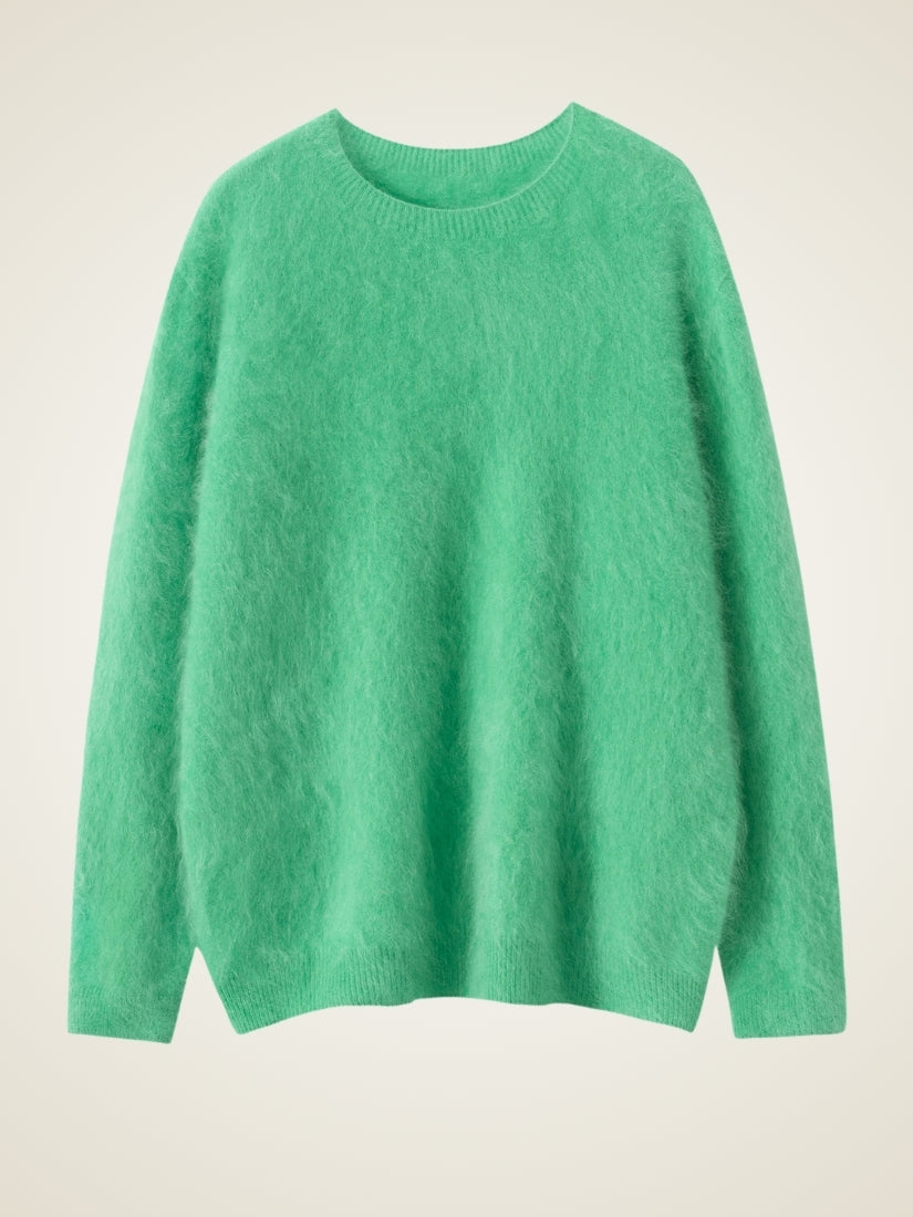 Vanoria - Green Brushed Cashmere Sweater | The Cashmere Studio