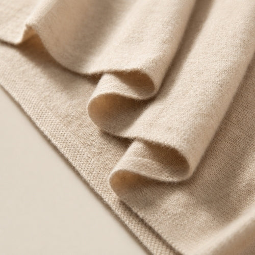 Virellea - Beige Draped Cowl Neck Cashmere Sweater | The Cashmere Studio