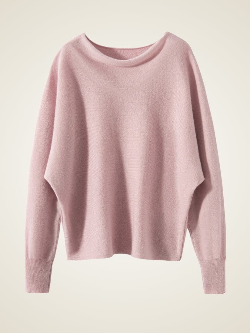 Virellea - Pink Draped Cowl Neck Cashmere Sweater | The Cashmere Studio