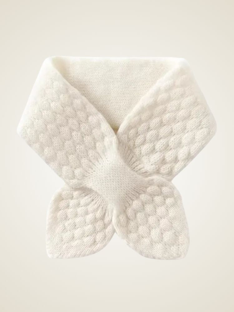 Lyla - White Cashmere Pull Through Scarf | The Cashmere Studio