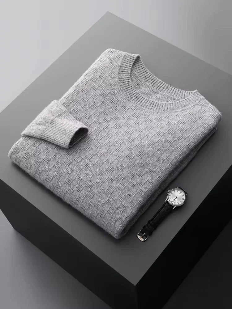 William - Light Gray Crewneck Cashmere Sweater | The Cashmere Studio