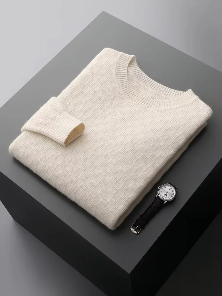 William - White Crewneck Cashmere Sweater | The Cashmere Studio