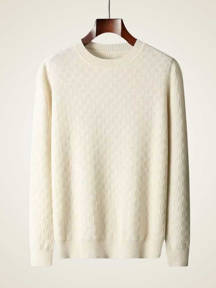 William - White Crewneck Cashmere Sweater | The Cashmere Studio