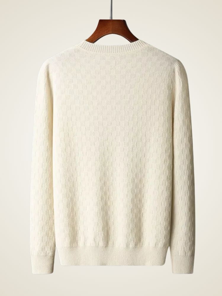 William - White Crewneck Cashmere Sweater | The Cashmere Studio