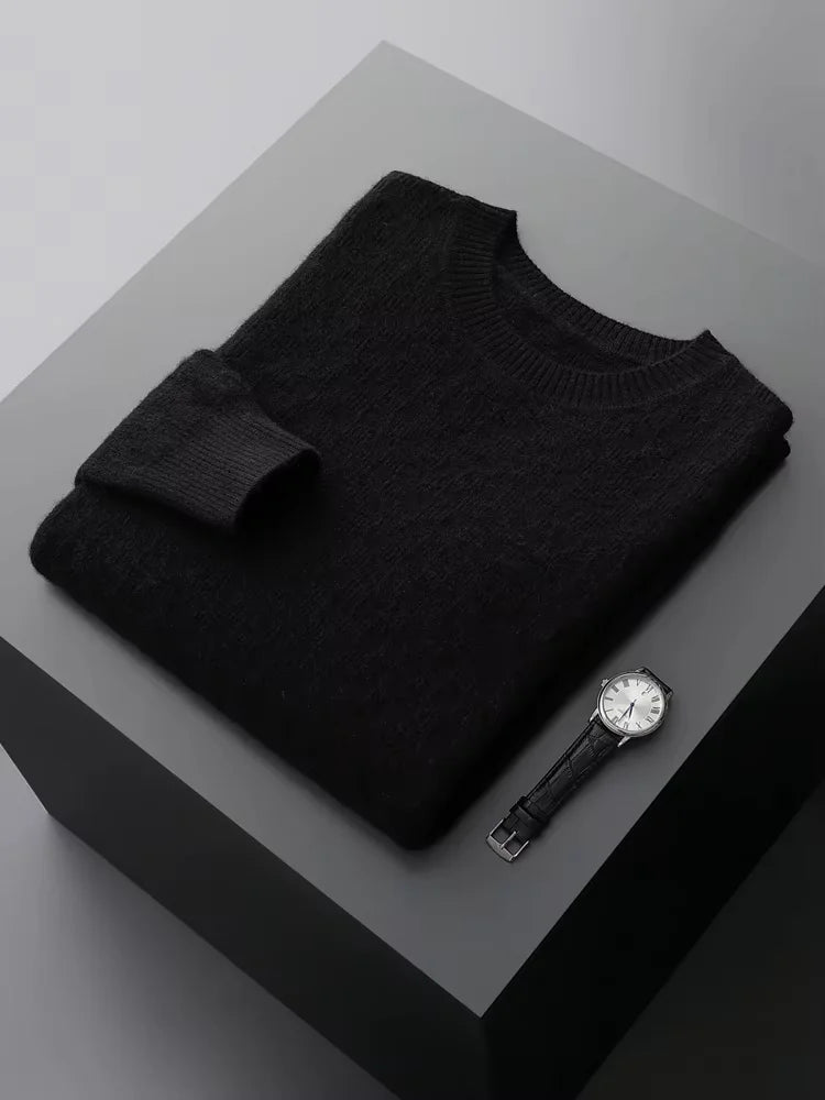 William - Black Crewneck Cashmere Sweater | The Cashmere Studio