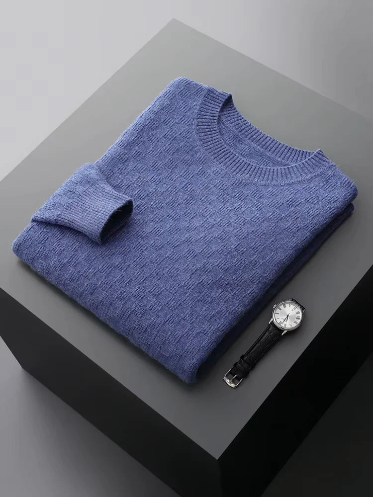 William - Blue Crewneck Cashmere Sweater | The Cashmere Studio