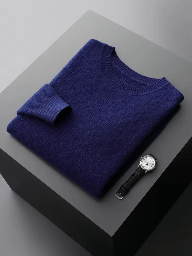 William - Navy Crewneck Cashmere Sweater | The Cashmere Studio