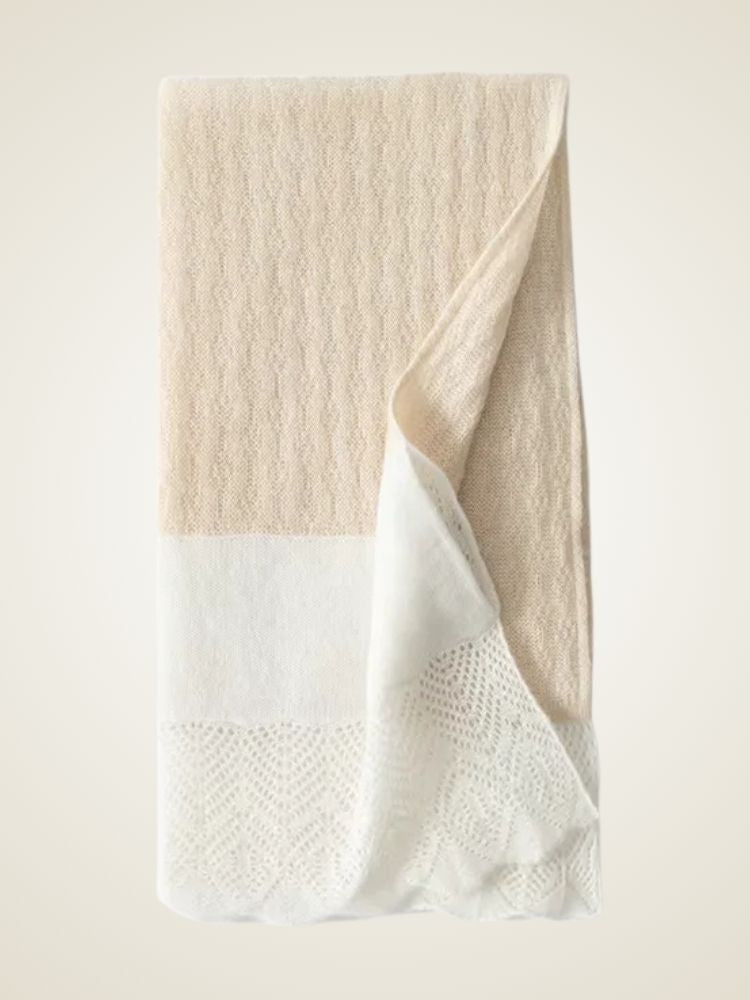 Liana - Beige Knot Style Cashmere Scarf | The Cashmere Studio