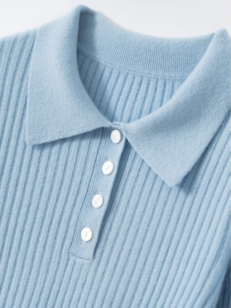 Glyssa - Ribbed Cashmere Polo | The Cashmere Studio