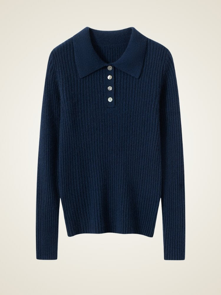 Glyssa - Ribbed Cashmere Polo | The Cashmere Studio