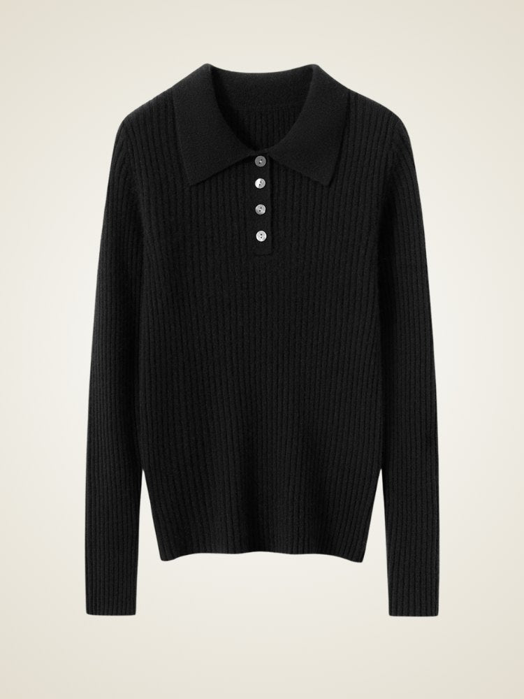 Glyssa - Ribbed Cashmere Polo | The Cashmere Studio