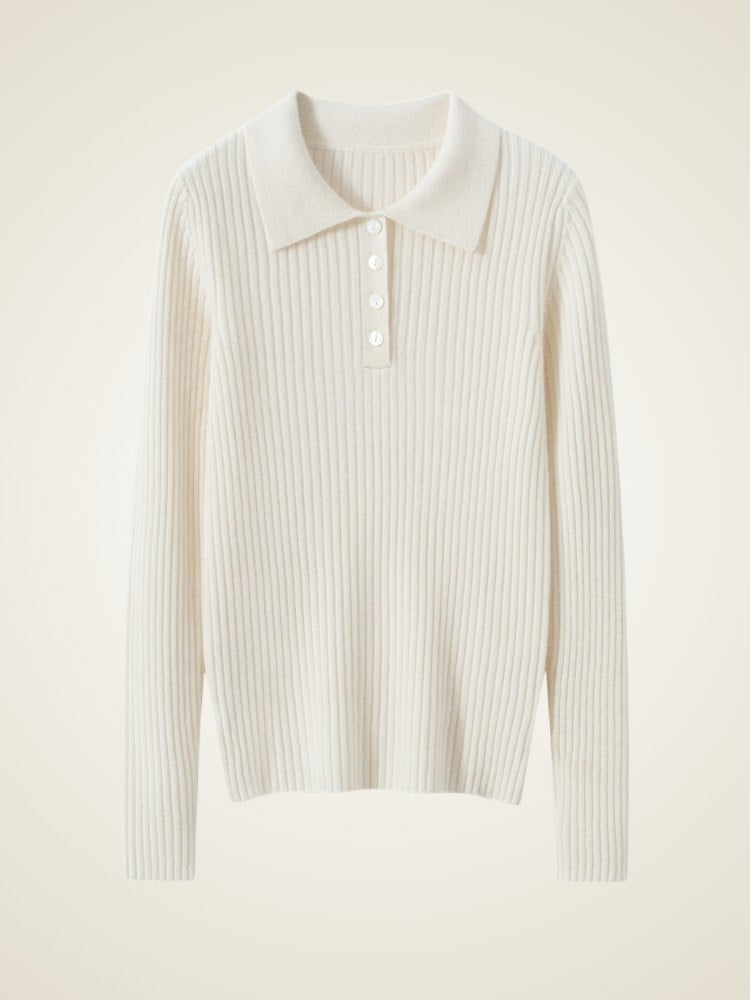 Glyssa - Ribbed Cashmere Polo | The Cashmere Studio