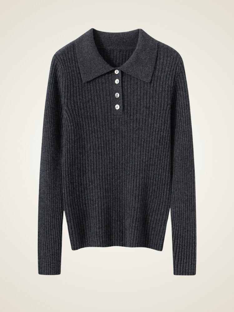 Glyssa - Ribbed Cashmere Polo | The Cashmere Studio