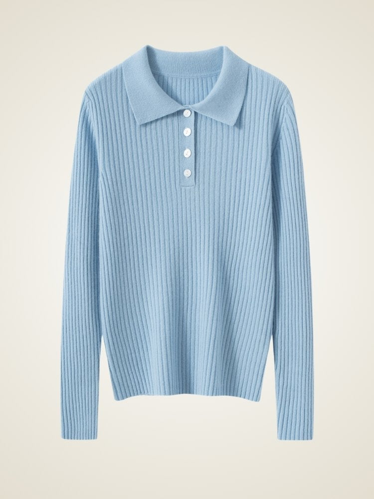 Glyssa - Ribbed Cashmere Polo | The Cashmere Studio