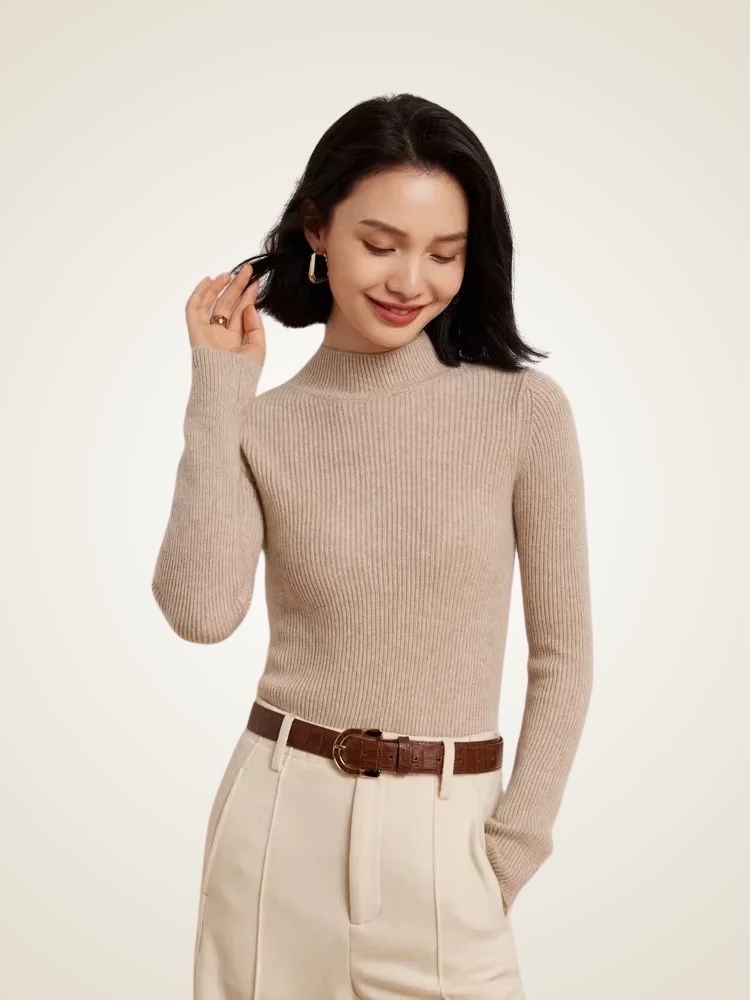 Lily - Mock Neck Cashmere Sweater | The Cashmere Studio