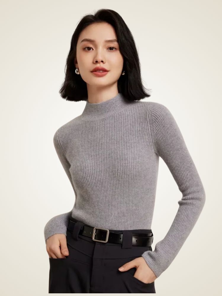 Lily - Mock Neck Cashmere Sweater | The Cashmere Studio