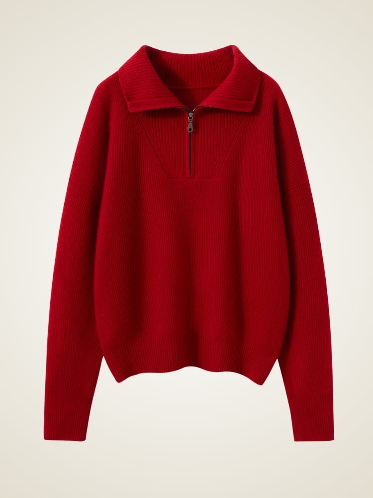 Isavelle - Half Zip Cashmere Sweater | The Cashmere Studio