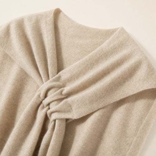 Yerina - Beige Cashmere Shoulder Shawl | The Cashmere Studio