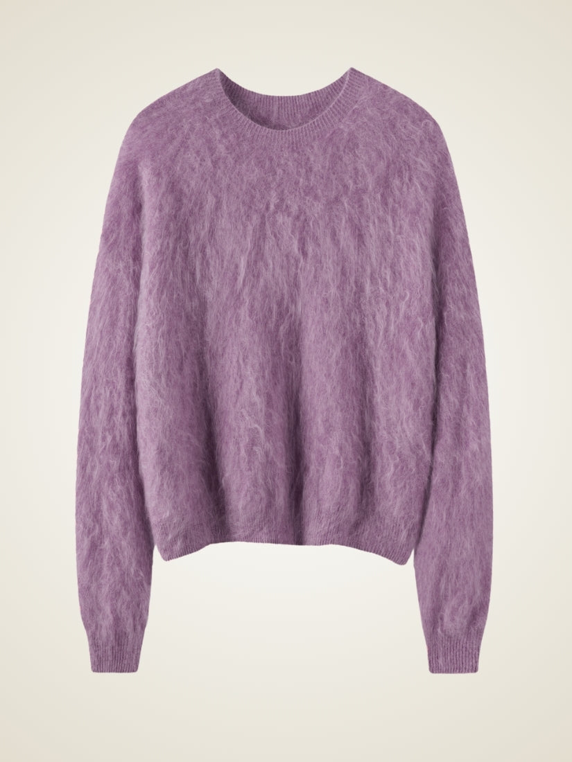 Zelira — Lavender Brushed Crewneck Cashmere Sweater | The Cashmere Studio