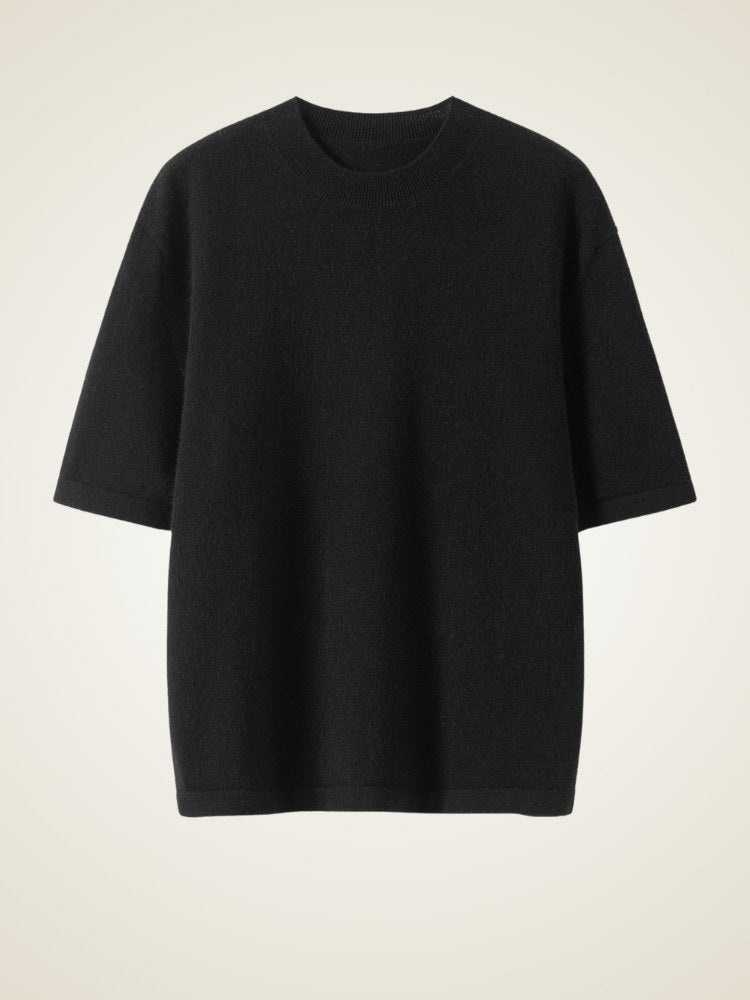 Zoraya - Black Short Sleeve Cashmere Sweater | The Cashmere Studio